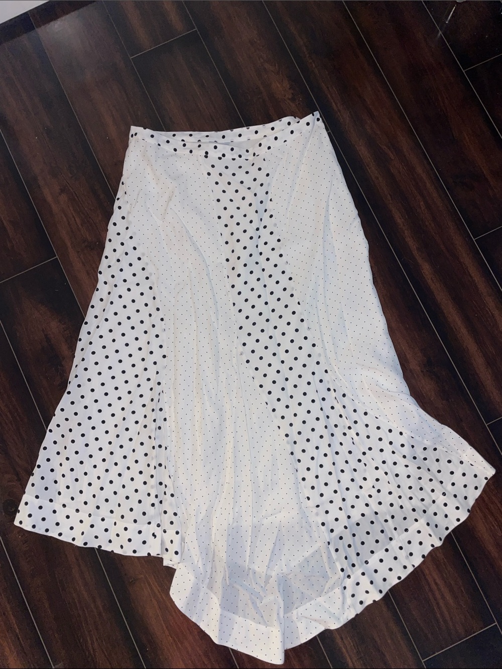 Jigsaw White and Black Polka Dot A-Line Skirt